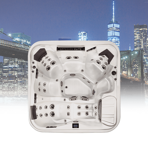 Artesian Elite hot tub at night