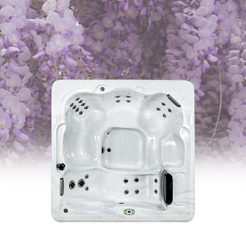 Hot tub with purple floral background