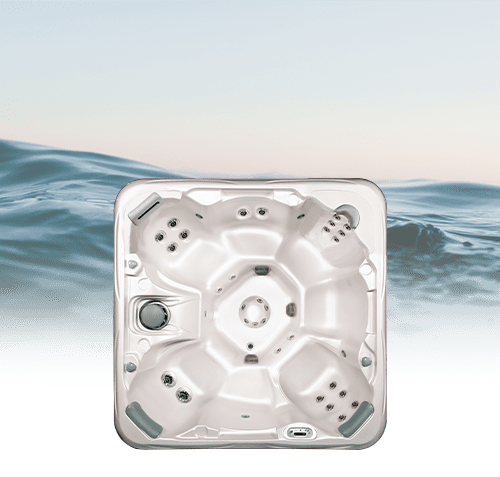 Square jacuzzi with water jets