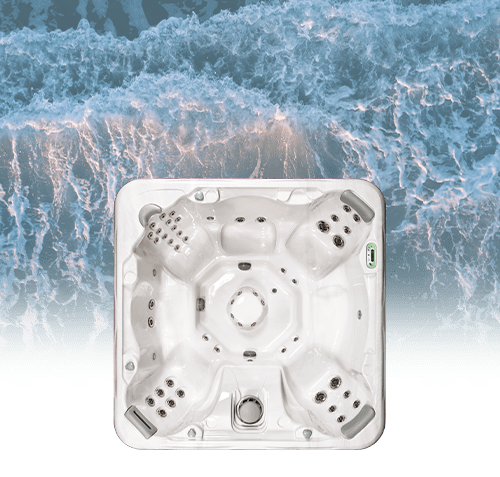 White spa with jets and ocean waves