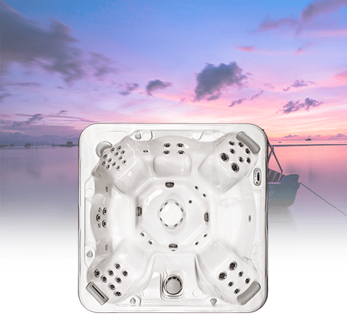 Jacuzzi overlooking tranquil sunset