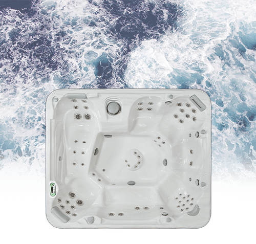 Luxurious jacuzzi on dark sea backdrop
