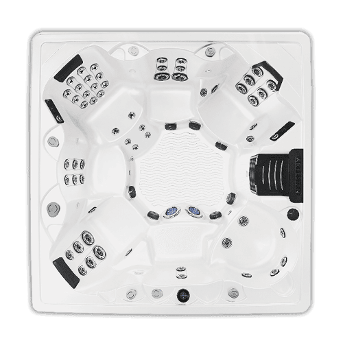 White hot tub with multiple jets